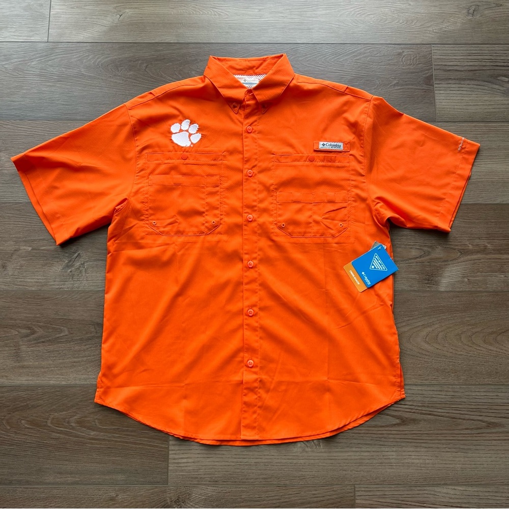 Mens Columbia Clemson Tigers Tamiami Performance Shirt Orange NCAA